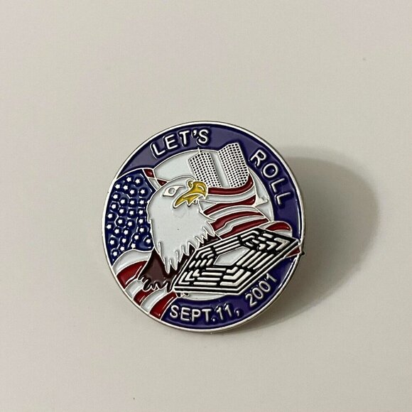 2001 Lets Roll 911 Remembered Lapel Hat Pin US Flag Eagle - Picture 3 of 11